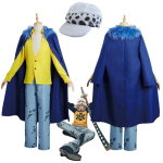 Anime ONE Trafalgar D Water Law PIECE Mantel P&uuml;ksid Keep Cosplay Kost&uuml;&uuml;m T&auml;iskasvanute Komplektid Halloweeni Karnevali Etendusvorm M&uuml;ts XXL yellow