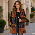 Moodne Naiste Boho Mandala Prindiga Kapuutsiga Mantel, Fliisvoodriga T&auml;ispikk T&otilde;mblukuga Keskmise Pikkusega Soe Jakk, Pehme Mugav &Uuml;ler&otilde;ivas Taskutega Naistele 4XL brown