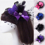 Daami Mini Silinderk&uuml;bar Paelaga Kaunistus Pitsist Fascinator Juukseklamber Kost&uuml;&uuml;mi Aksessuaar tumesinine v&auml;rv