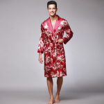 Kevadine meeste hommikumantel kimono hommikumantlid V-kaelusega siidist meeste magamisriided &ouml;&ouml;riided meeste hommikumantlid XL punane