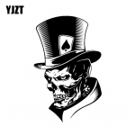 11.3*17.6CM Armas Jokker Skelett Kolju M&auml;ngukaardid Poker Koletis M&uuml;ts Auto Kleebis Vin&uuml;&uuml;l must