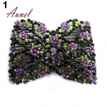 Smart Stretch Rose Flower Bow helmestega juuksekammi manseti topeltklambrid lilla