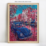 Teemantmosaiigist maastik Teemanttikandid t&auml;isekraaniga auto, 5d isetehtud teemantmaal 20X30