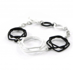 NOA [I4946] - Bracelet Cr&eacute;ateur 'Graphik' blanc noir must