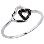 Bague Argent 'Love' noir blanc 52 must