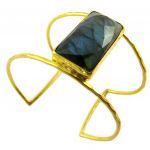 Les Tr&eacute;sors De Lily [P2276] - Bracelet artisanal plaqu&eacute; or 'Princesse Ottomane' labradorite dor&eacute; roheline