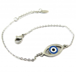 Les Tr&eacute;sors De Lily [P6589] - Bracelet acier 'Fatma' bleu argent&eacute; - 15x8 mm sinine