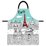 Les Tr&eacute;sors De Lily [Q8312] - Tablier cr&eacute;ateur 'Paris' bleu blanc - 79x70 cm sinine