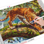 Animal Diamond Painting 5D Leopard Full Drill Round Tikand Ristpistes 20X30CM
