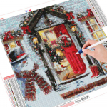 5D teemantmaaling Talvine teemantmosaiik Lumememme ristpistega kivikivid 30x30CM