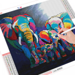 Teemanttikandid elevant t&auml;isruudukujuline &uuml;mmargune m&uuml;&uuml;k 5D DIY teemantmaaling loomade k&auml;sit&ouml;&ouml; komplekt rhinestones pilt seinakunst Full Round 30x30CM