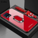 Karastatud klaasist kaitsev telefoni&uuml;mbris Oppo Realme 8 7 Pro pehme silikoonraamiga magnetr&otilde;nga aluse hoidik tagakaas koos kaelapaelaga OPPO Realme GT jaoks For Realme 8 5G punane