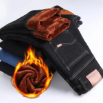 Pluss Velvet Talvep&uuml;ksid Meeste Fliis Must Sinised Teksad &Auml;ri vabaaja soojad riided Paksud Stretch Denim P&uuml;ksid Meeste Br&auml;ndi P&uuml;ksid 28 must