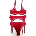 Uus naiste aluspesu Sexy Lace &Uuml;li&otilde;huke Push Up rinnahoidja komplekt, l&auml;bipaistev v&otilde;rgust Temptation pesu, 3-osaline komplekt rinnahoidjad+alusp&uuml;ksid+ripskoes M