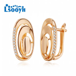 LSOOYH Clip K&otilde;rvar&otilde;ngad Roosa kullav&auml;rvi Moodne k&otilde;rvar&otilde;ngas Naistele Cubic Zirconia Ovaalsed Stud K&otilde;rvar&otilde;ngad Ehted A