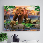 Teemanttikandid Pruuni karu mustriga helmeste komplektid Teemantmaaling Loomade kivist ristpistes Full Round 20x30CM