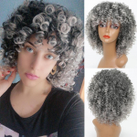 MERISIHAIR Must Tumepruun L&uuml;hike Afro Lokkis Parukas Burgundia Blond S&uuml;nteetilised K&otilde;rge temperatuuriga Fiiber Parukad naistele 14inches
