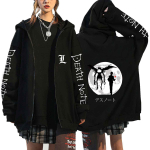 Death Note Harajuku Anime T&otilde;mblukuga mantlid Kapuutsid Meeste jakid Vabaajalised avara kapuutsiga t&otilde;mblukuga Manga L Lawliet Prinditud topid Dressipluus Unisex Paari T&auml;navar&otilde;ivad XL