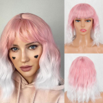 MERISIHAIR Gradient blond l&uuml;hikese lainega bob-parukas tukkidega Naiste mood igap&auml;evane l&uuml;hike laineline s&uuml;nteetilisest kiust parukas