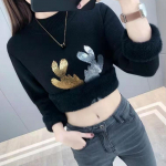 Poolk&otilde;rge kraega ka&scaron;miirist kampsun, naiste top 2022, uus s&uuml;gis-talvine paksendatud kootud p&otilde;hjaga sviiter One Size roosa