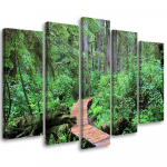 Viieosalise pildiga l&otilde;uenditr&uuml;kk Rainforest Waterfall 100x70 roheline