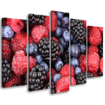 Viieosalise pildiga l&otilde;uendiprint Raspberries Fruits 100x70 mitmev&auml;rviline