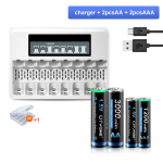 CITYORK 1,5 V AAA+AA laetav aku AA AAA liitiumioonaku 8 pesaga 1,5 V AA AAA liitium-ioon akulaadija must