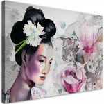 L&otilde;uenditr&uuml;kk Geisha portree vanal seinal 60x40 roosa