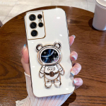 L&auml;ikiv Glitter Quicksand Bracket telefoni&uuml;mbris Samsung Galaxy S23 S22 S21 S20 FE Plus Ultra Note 20 10 A13 A32 A52 hoidiku kate A70 valge