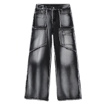 Meeste uus toode Retro Made Old Wash Water Edge Straight Sleeve Spliced ​​teksad S must