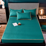Kvaliteetne paks tepitud kaheinimese voodilina madratsi kate Pehme hingav elastne paigaldatud voodipesu s&uuml;gava taskuga 150 220 * 200 voodipesu kate Mattress Cover(120x200cm) tumeroheline v&auml;rv