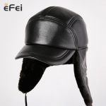 Meeste talvine paksendatud soe v&auml;lisk&otilde;rvakaitse puuvillane m&uuml;ts Vana mehe nahast m&uuml;ts lambanahast m&uuml;ts L(55-56cm)