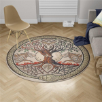 Viking Tattoo vaip Ruudu libisemisvastane ala p&otilde;randamatt 3D vaip libisemiskindel matt S&ouml;&ouml;gituba elutuba Pehme magamistoa vaip Diameter 60cm