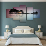 Kitarrisaare muusikamaastik 5 paneeliga l&otilde;uendipilt Prindi Seinakunst L&otilde;uendimaal Elutoa seinakaunistus Plakat raamita 20x35cm*2 20x45cm*2 20x55cm*1