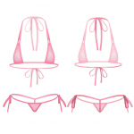 Mini Micro Bikiinikomplekt String String l&auml;bipaistev v&otilde;rguga naiste Seksikas kolmnurkne ujumisriided ujumistrikoo Ujumiskost&uuml;&uuml;m Ranna p&auml;ikesevann Biquini One Size valge