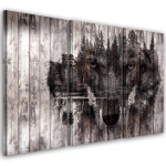 Kolmeosalise pildiga l&otilde;uenditr&uuml;kk Wolf Forest Retro 60x40 hall v&auml;rv