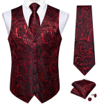 Meeste punane vest Paisley lilleline vintage vestiga lipsukomplekt, pidulik vabaaja pulm L
