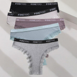 FINETOO 5TK/komplekt M-XXL puuvillased alusp&uuml;ksid naiste kirjaga stringid, t&uuml;drukud Brasiilia alusp&uuml;ksid, seksikas pitsist aluspesu naistele pesu bikiinid L
