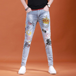 Tr&uuml;kitud meeste teksad Moebr&auml;nd Slim Fit Kitsad p&uuml;ksid &otilde;hukesed tikandid meeste 27