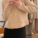 Prantsuse &scaron;ikk v&auml;ike aromaatne mantel naiste kootud kardigan kevad- ja s&uuml;gisene lahtine l&uuml;hike kahe rinnaga kampsun naiste kardigan One Size khaki