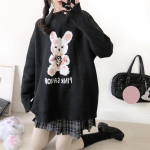 Oversize kampsun S&uuml;gis Talv Harajuku j&auml;nku Kudumine Korea mood Y2K Naiste kampsunid Lahtine Pullover Gooti Grunge riided S must