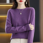 Grace Comfort S&uuml;gistalvine Naiste Mock-Deck-Ka&scaron;miir 100% Meriinovillane Keeratud kampsun Naiste Kootud Pullover Mood Lahed RiietusTopid L lilla