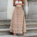 Naiste plisseeritud pikad seelikud, volangid Disain Elegantne seksikas v&otilde;rkpits, lahtised seelikud, tihedast v&otilde;rgust lapiga marli peor&otilde;ivad One Size