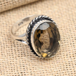 Suitsune topaasi kalliskivi k&auml;sitsi valmistatud 925 h&otilde;bedast s&otilde;rmuse ehted t&auml;nup&uuml;hadeks 11 pruun