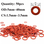 50tk CS 1,5mm-3,5mm punane silikoonist VMQ O-r&otilde;ngad Tihendi tihendusr&otilde;ngad Veekindlad ja isoleeritud OD 5 ~40mm OD 5mm-1.5mm