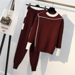 2tk/komplekt Koo 2-osaline komplekt Spordidressid S&uuml;gistalv Naiste Kootud Pullover-kampsun + Elastsed p&uuml;ksid 2-osaline Spordi&uuml;likond naistele 3XL
