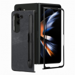 Samsung Galaxy Z Fold 5 Z Fold 4 Z Fold 3 &uuml;mbris koos pliiatsihoidjaga Vintage nahast p&otilde;rutuskindel telefoni&uuml;mbris Hard Shell kaitsekate Samsung Z Fold 5 must