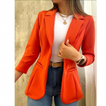 S&uuml;gisene &uuml;hev&auml;rviline minimalistlik pikkade varrukatega bleiser &uuml;likond krae jakk Naiste mantlid riided S punane