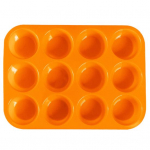&Uuml;mmargune silikoonist muffinivorm 12 &otilde;&otilde;nsusega toidukvaliteediga lihtsalt vabastatav kook &scaron;okolaadikomm j&auml;&auml;kuubik DIY k&uuml;psetusvormi k&ouml;&ouml;gitarbed oranž