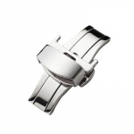 Roostevabast terasest k&auml;ekella klapp Topeltvajutusega automaatrihmaga liblikkellakangel 18mm 20mm 22mm kellatarvikud UTHAI Silver  12mm